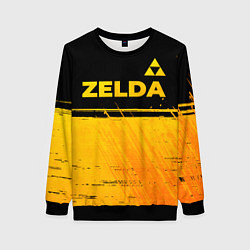 Свитшот женский Zelda - gold gradient: символ сверху, цвет: 3D-черный