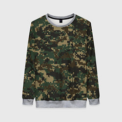 Свитшот женский Зелено - коричневый камуфляж, цвет: 3D-меланж
