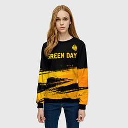 Свитшот женский Green Day - gold gradient: символ сверху, цвет: 3D-черный — фото 2
