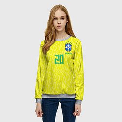 Свитшот женский Винисиус Жуниор ЧМ 2022 сборная Бразилии домашняя, цвет: 3D-меланж — фото 2