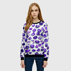 Свитшот женский Россыпь аметистов, цвет: 3D-черный — фото 2