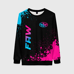 Свитшот женский FAW - neon gradient: надпись, символ, цвет: 3D-черный