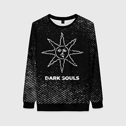 Женский свитшот Dark Souls с потертостями на темном фоне
