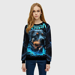 Свитшот женский Rottweiler and lightnings, цвет: 3D-черный — фото 2