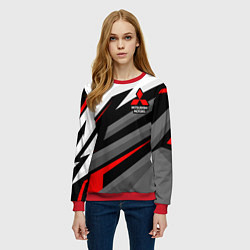 Свитшот женский Mitsubishi motors - красная линия, цвет: 3D-красный — фото 2