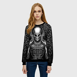 Свитшот женский Скелет пришельца, цвет: 3D-черный — фото 2
