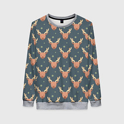 Свитшот женский Паттерн милый лось, цвет: 3D-меланж