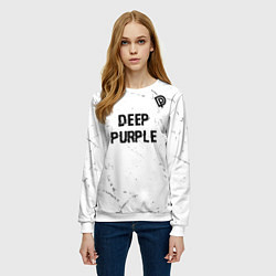 Свитшот женский Deep Purple glitch на светлом фоне: символ сверху, цвет: 3D-белый — фото 2