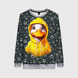 Свитшот женский Забавный утёнок в капюшоне, цвет: 3D-меланж