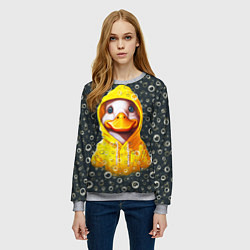 Свитшот женский Забавный утёнок в капюшоне, цвет: 3D-меланж — фото 2