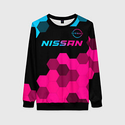 Женский свитшот Nissan - neon gradient: символ сверху