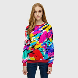 Свитшот женский Абстрактные узоры штрихи, цвет: 3D-красный — фото 2