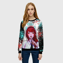 Свитшот женский Макима с рожками - человек-бензопила, цвет: 3D-черный — фото 2