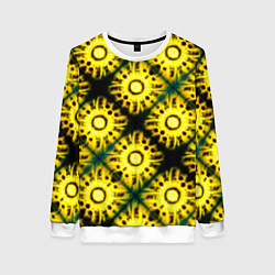 Свитшот женский Солнечные подсолнухи, цвет: 3D-белый