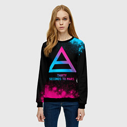 Свитшот женский Thirty Seconds to Mars - neon gradient, цвет: 3D-черный — фото 2