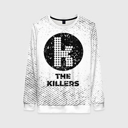 Свитшот женский The Killers с потертостями на светлом фоне, цвет: 3D-белый
