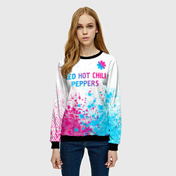 Свитшот женский Red Hot Chili Peppers neon gradient style: символ, цвет: 3D-черный — фото 2