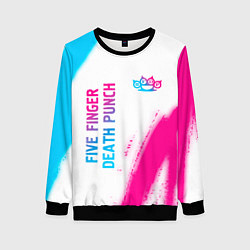 Свитшот женский Five Finger Death Punch neon gradient style: надпи, цвет: 3D-черный