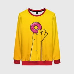 Свитшот женский Гомер и пончик, цвет: 3D-красный