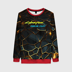 Свитшот женский Cyberpunk 2077 phantom liberty gold abstract, цвет: 3D-красный