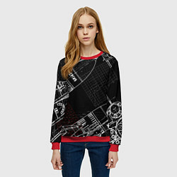 Свитшот женский Чертеж ракеты, цвет: 3D-красный — фото 2