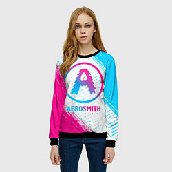 Свитшот женский Aerosmith neon gradient style, цвет: 3D-черный — фото 2