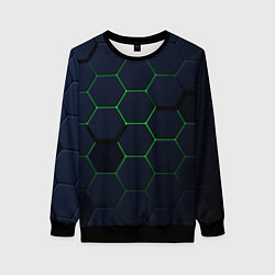 Свитшот женский Honeycombs green, цвет: 3D-черный