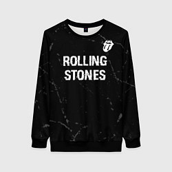 Свитшот женский Rolling Stones glitch на темном фоне: символ сверх, цвет: 3D-черный