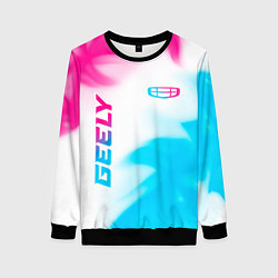 Женский свитшот Geely neon gradient style: надпись, символ