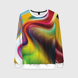 Свитшот женский Rainbow waves, цвет: 3D-белый