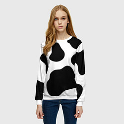 Свитшот женский Принт - пятна коровы, цвет: 3D-белый — фото 2