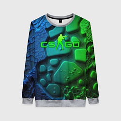 Свитшот женский CS GO green black abstract, цвет: 3D-меланж