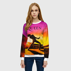 Свитшот женский Queen Фредди Меркьюри, цвет: 3D-белый — фото 2