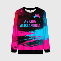 Свитшот женский Asking Alexandria - neon gradient: символ сверху, цвет: 3D-черный