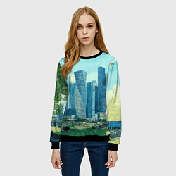 Свитшот женский Москва-сити Ван Гог, цвет: 3D-черный — фото 2