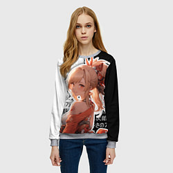 Свитшот женский Ёимия - геншин импакт - иероглифы, цвет: 3D-меланж — фото 2