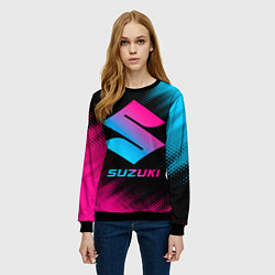 Свитшот женский Suzuki - neon gradient, цвет: 3D-черный — фото 2
