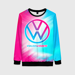 Свитшот женский Volkswagen neon gradient style, цвет: 3D-черный