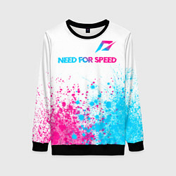 Свитшот женский Need for Speed neon gradient style: символ сверху, цвет: 3D-черный