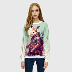 Свитшот женский Заяц на фоне луны - фантазия - нейросеть, цвет: 3D-белый — фото 2