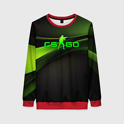 Свитшот женский CS GO black green logo, цвет: 3D-красный