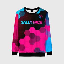 Свитшот женский Sally Face - neon gradient: символ сверху, цвет: 3D-черный