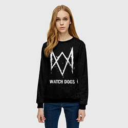 Свитшот женский Watch Dogs glitch на темном фоне, цвет: 3D-черный — фото 2