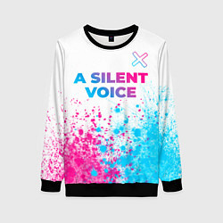 Свитшот женский A Silent Voice neon gradient style: символ сверху, цвет: 3D-черный