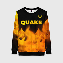 Свитшот женский Quake - gold gradient: символ сверху, цвет: 3D-черный