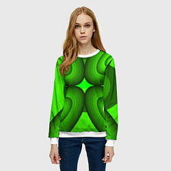 Свитшот женский Зеленые овалы, цвет: 3D-белый — фото 2