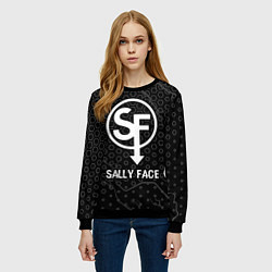 Свитшот женский Sally Face glitch на темном фоне, цвет: 3D-черный — фото 2