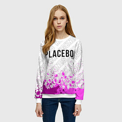 Свитшот женский Placebo rock legends: символ сверху, цвет: 3D-белый — фото 2