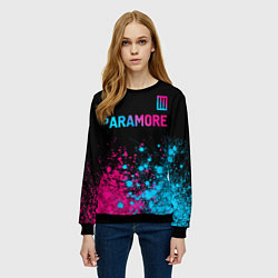 Свитшот женский Paramore - neon gradient: символ сверху, цвет: 3D-черный — фото 2