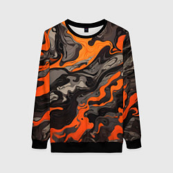 Свитшот женский Оранжево-черный камуфляж, цвет: 3D-черный